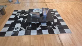 Mesa centro + alfombra gris