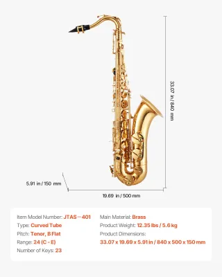 Sassofono Tenore Si Bemolle Kit in Ottone 23 Tasti