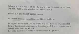 MSI RTX 3070 Ventus 3X OC Tarjeta Gráfica