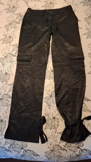 Calças cargo cetim preto