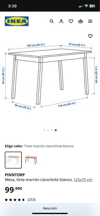 Comedor IKEA Madera y Blanco