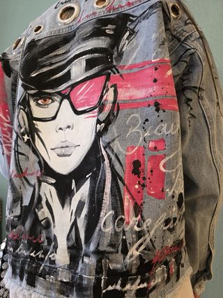 Chaqueta vaquera pintada a mano