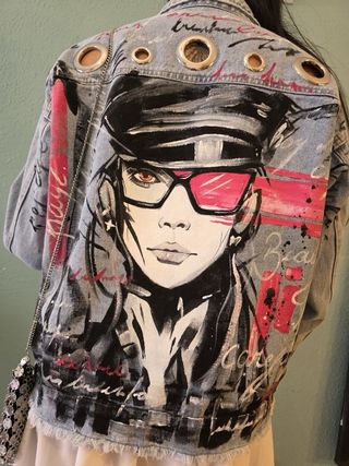 Chaqueta vaquera pintada a mano