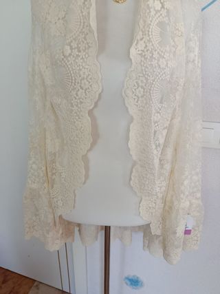 Mantilla Fallera Media Luna Beige Grande