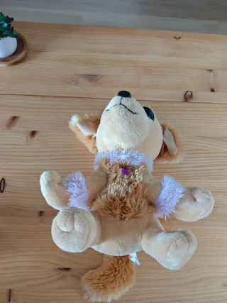 Peluche perro ojos grandes de unos 30 cm.