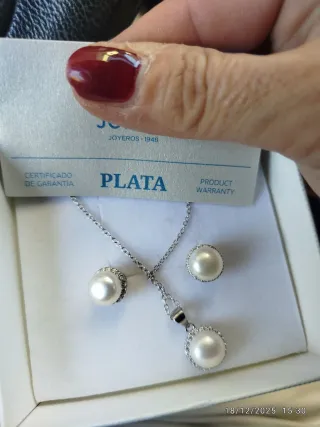 Colgante Plata 1ª Ley Perla y Circonita