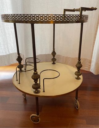 Carrito Camarera Vintage Beige y Dorado