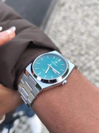 Poedagar Reloj Cuarzo Hombre Elegante Plata/Verde