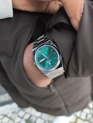 Poedagar Reloj Cuarzo Hombre Elegante Plata/Verde
