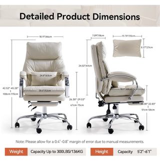 Silla de oficina ejecutiva reclinable beige