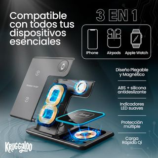 Estación Carga Inalámbrica 3 en 1 - Nueva