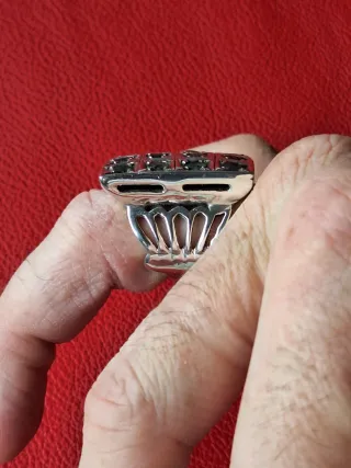 Anillo Plata 12 Esmeraldas Talla brillante,unico!