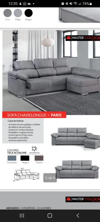 Sofá Chaise Longue Paris nuevos