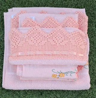 Juego 3 Toallas salmón Crochet