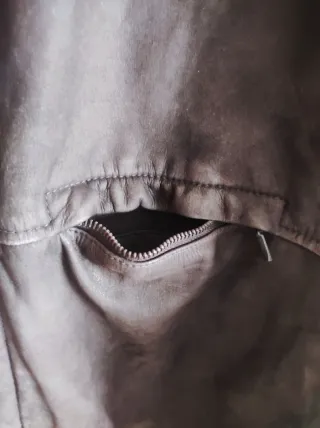 Parka Piel Zara Marrón Talla XL