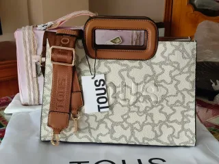 Bolso bandolera Tous beige y marrón