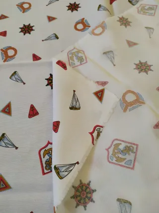 Tessuto cotone stampa nautica - 153 cm x 149 cm