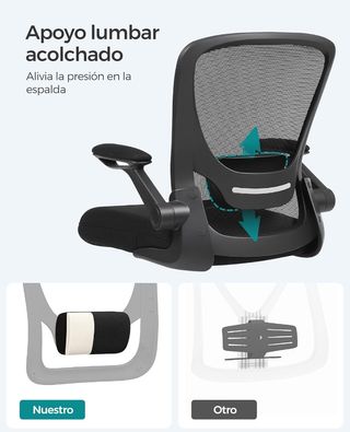 SONGMICS Silla de Oficina, Silla de Escritorio de Malla, Silla Giratoria Ergonómica