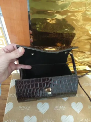 Bolso marrón efecto piel de cocodrilo