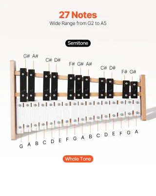 Glockenspiel Diatonico Xilofono 27 Note in Metallo