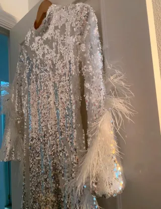 Vestido Zara Lentejuelas y Plumas