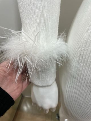 Abito donna bianco con piume