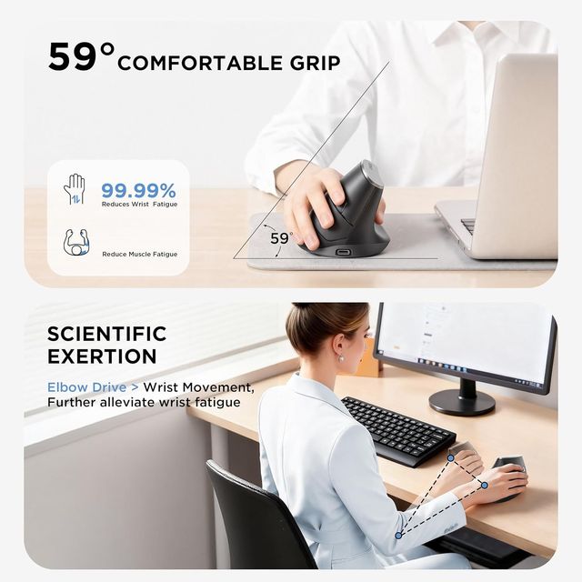 Ratón Vertical  2.4G Negro/Gris