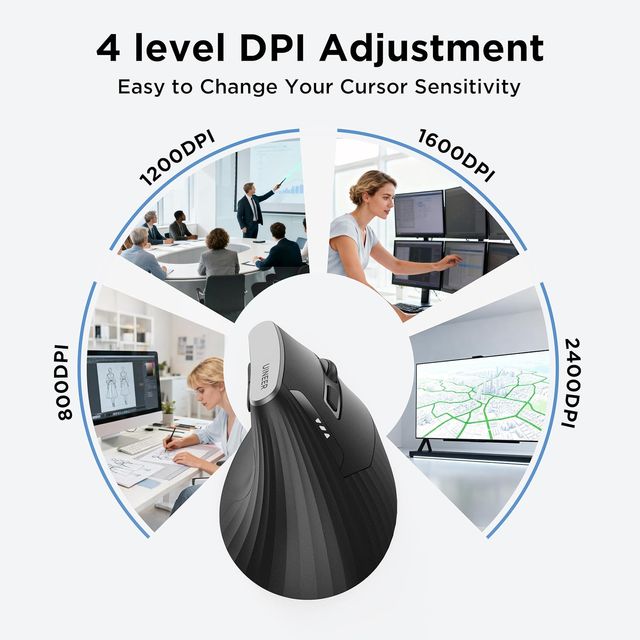 Ratón Vertical  2.4G Negro/Gris