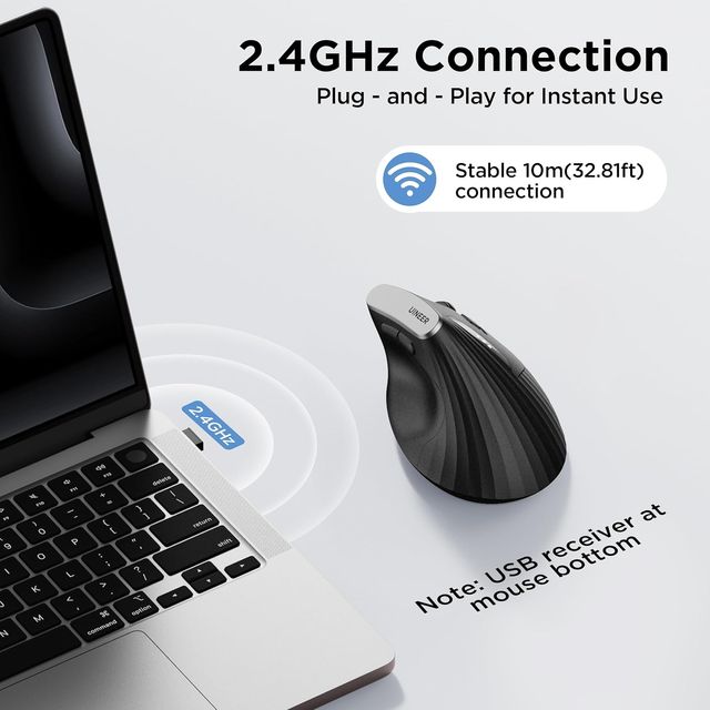 Ratón Vertical  2.4G Negro/Gris