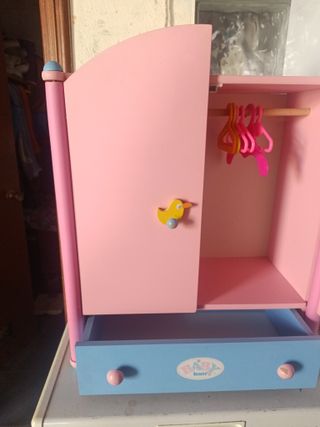 Armario infantil madera rosa y azul