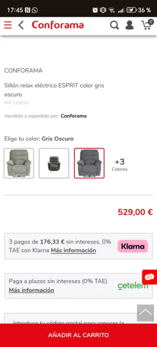 Sillón reclinable eléctrico