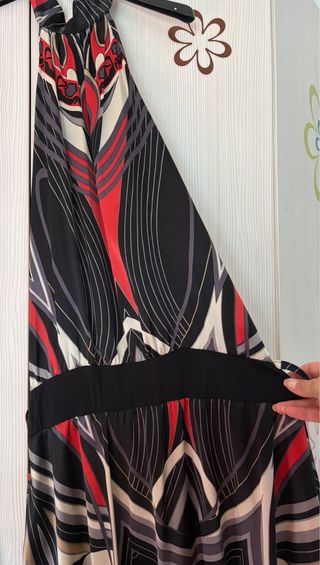 Vestido halter estampado satén