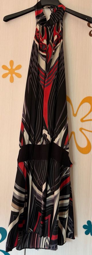 Vestido halter estampado satén