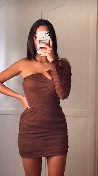 Vestido Zara marrón asimétrico