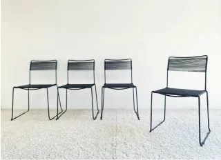 4 Sillas estilo Alias Spaghetti. Vintage, 70s.