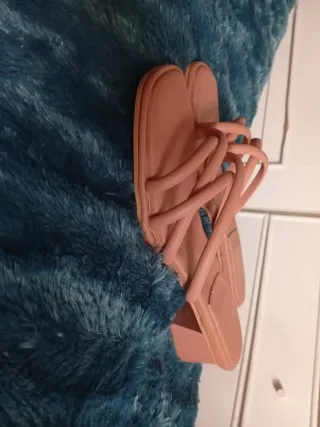 Sandalias de tacón rosa/beige