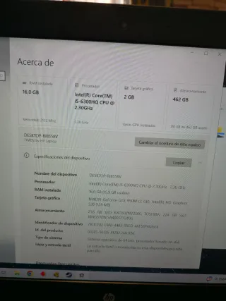 Portátil HP Omen i5 16GB GTX 950