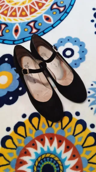 Zapatos Ante Sevillanas Flamenco Negros T38