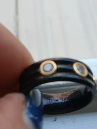 Anillo Oro 18k y Titanio con Circonitas