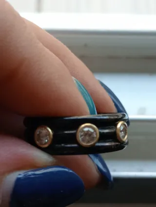 Anillo Oro 18k y Titanio con Circonitas