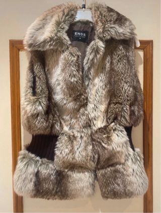 Chaleco pelo ENOS Beige/Marrón Talla M