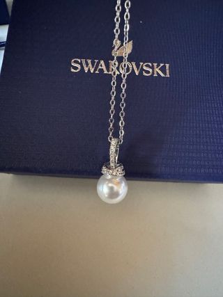 Collar Swarovski Perla Blanca Plata