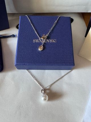 Collar Swarovski Perla Blanca Plata