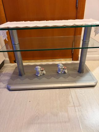 Mesa auxiliar cristal y metal