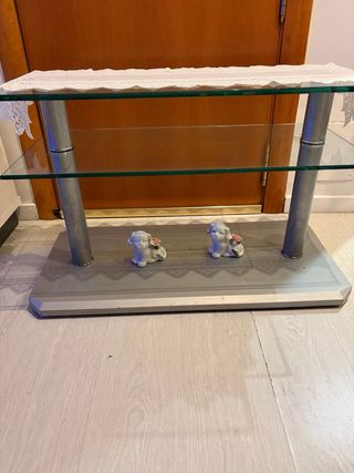 Mesa auxiliar cristal y metal