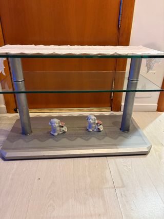 Mesa auxiliar cristal y metal