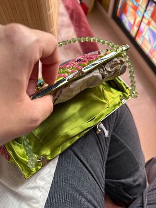 Bolso fiesta bordado flores y pedrería