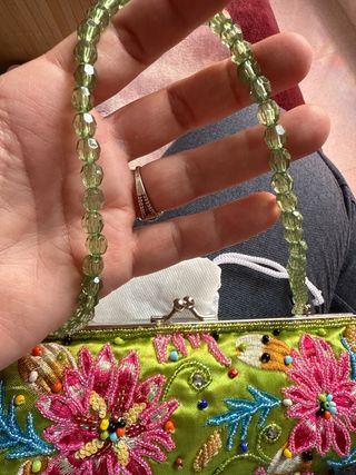 Bolso fiesta bordado flores y pedrería