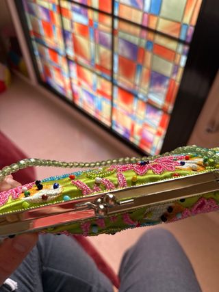 Bolso fiesta bordado flores y pedrería