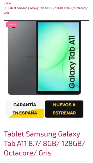 Tablet Samsung Galaxy Tab A11 8.7 Gris